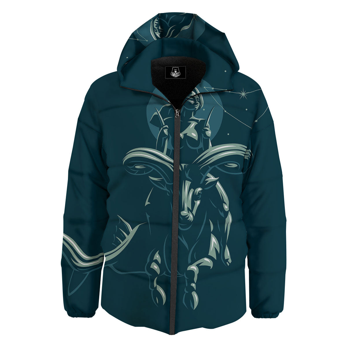 Capricorn Sign Astrology Print Down Jacket-grizzshop