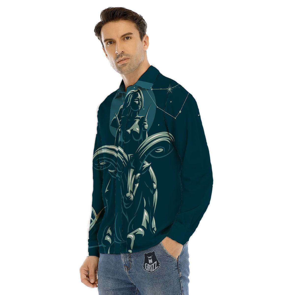 Capricorn Sign Astrology Print Men's Dress Shirts-grizzshop