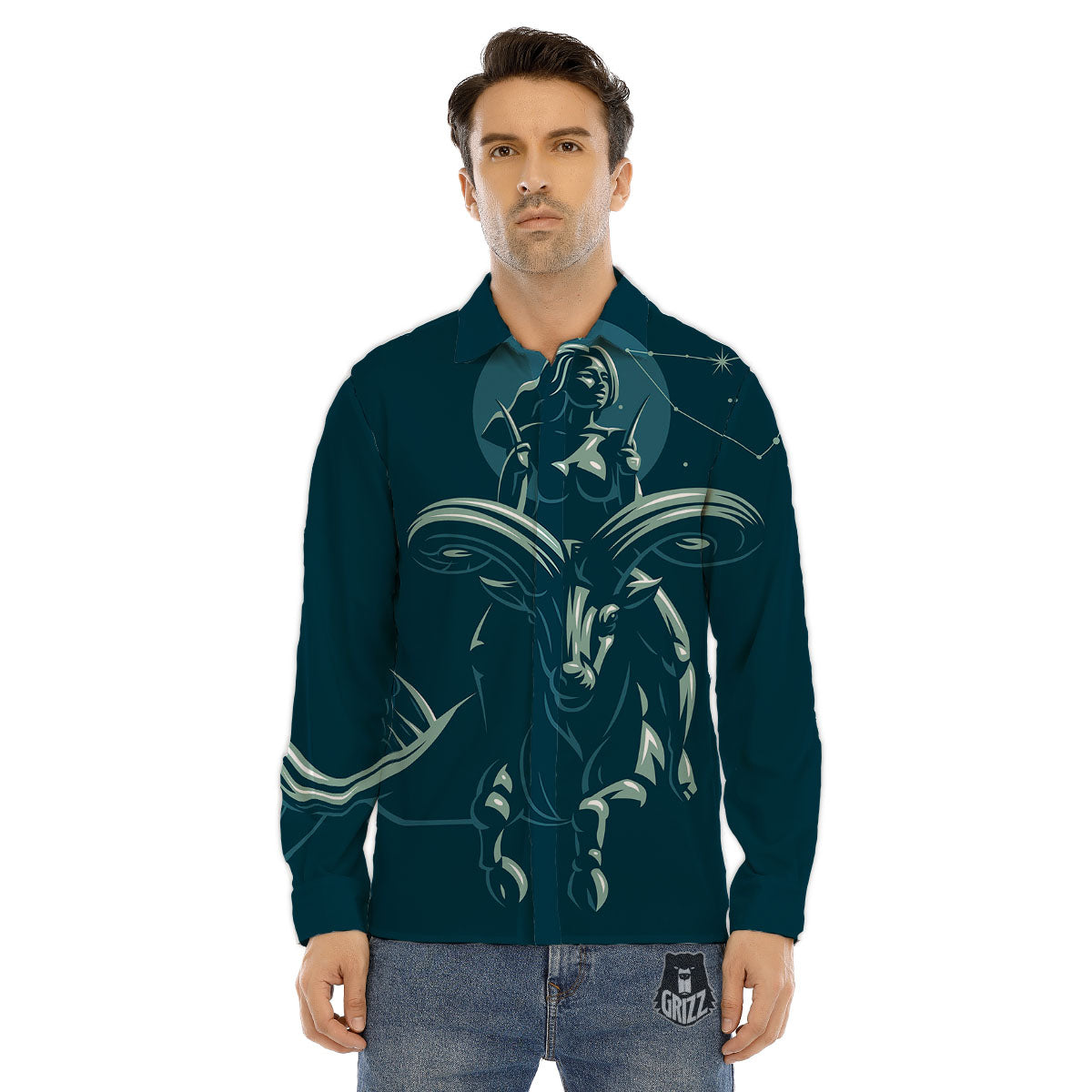 Capricorn Sign Astrology Print Men's Dress Shirts-grizzshop