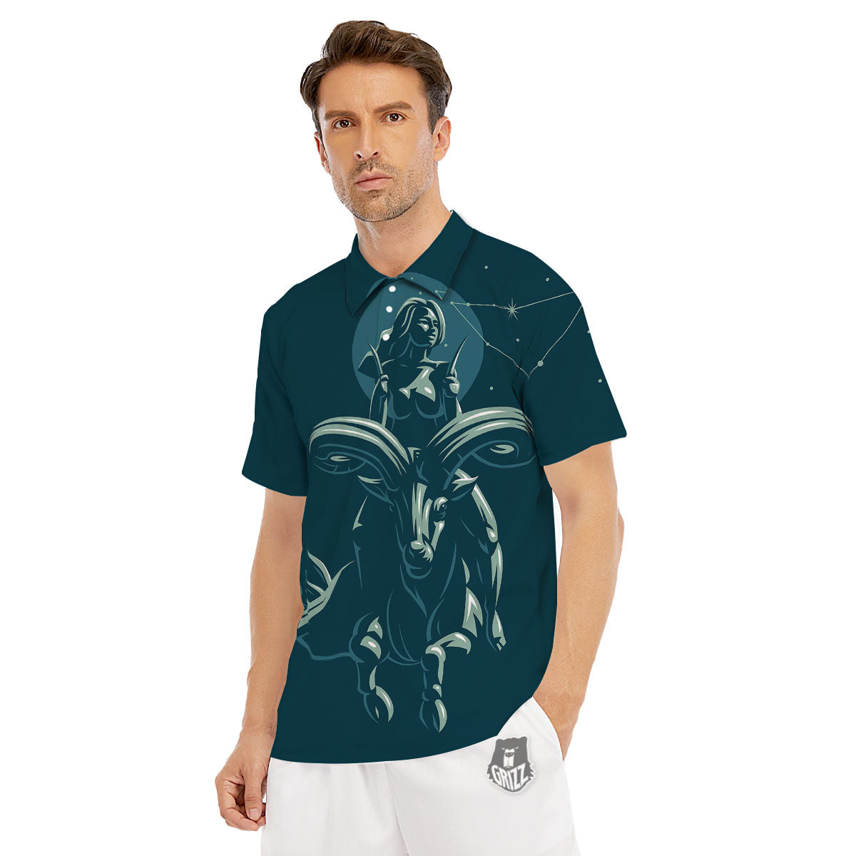 Capricorn Sign Astrology Print Men's Golf Shirts-grizzshop