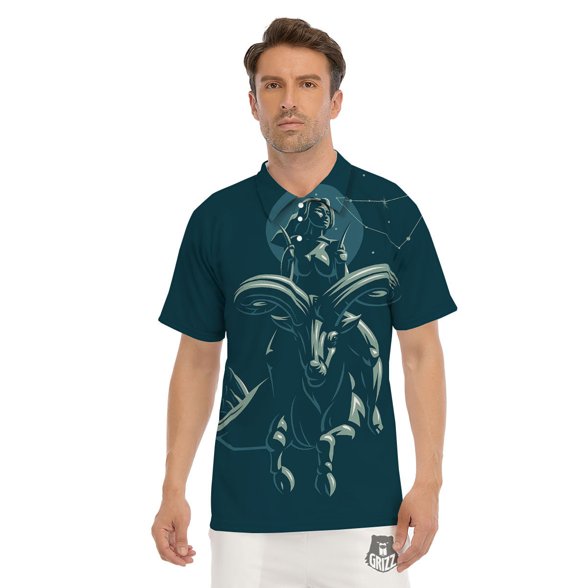 Capricorn Sign Astrology Print Men's Golf Shirts-grizzshop