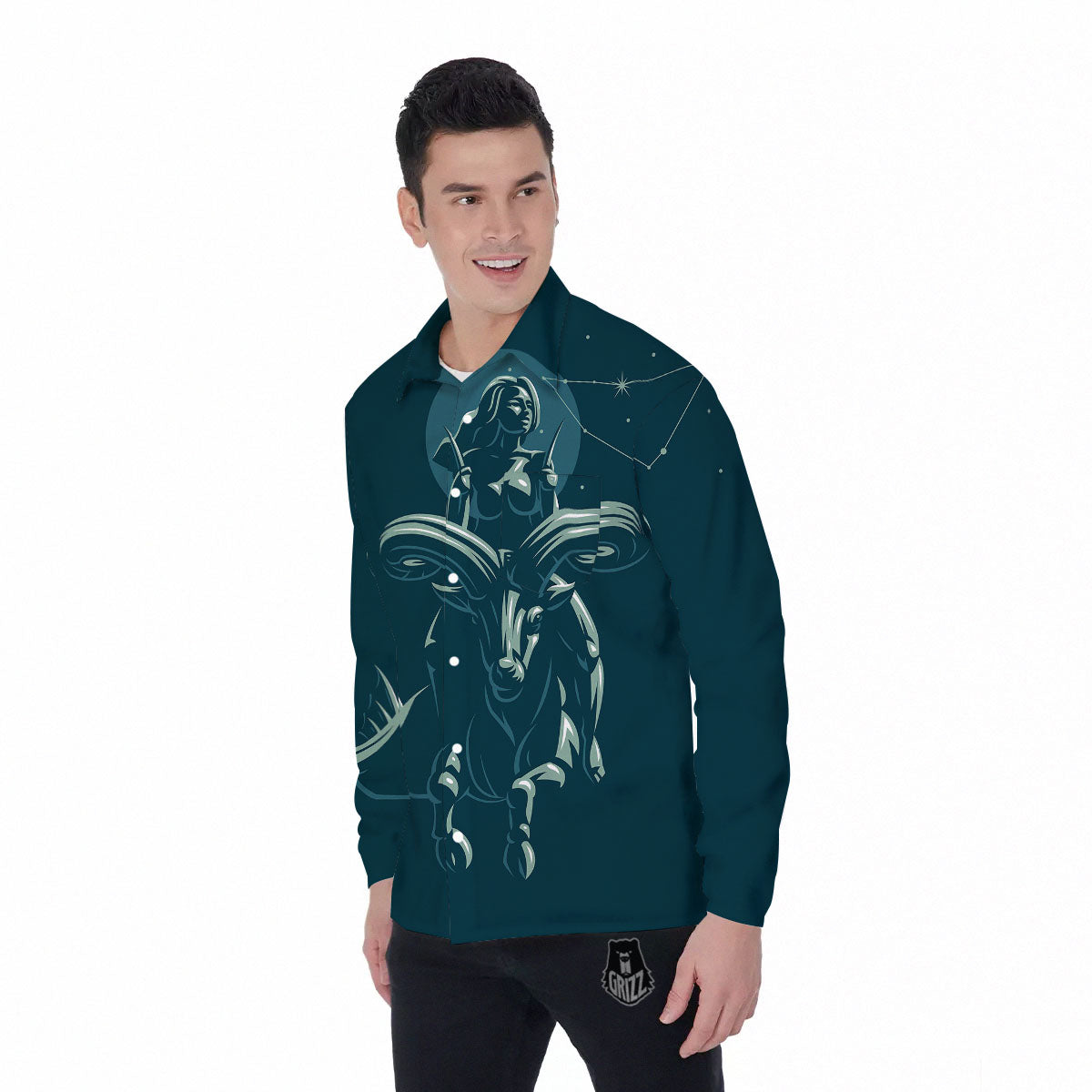 Capricorn Sign Astrology Print Men's Long Sleeve Shirts-grizzshop