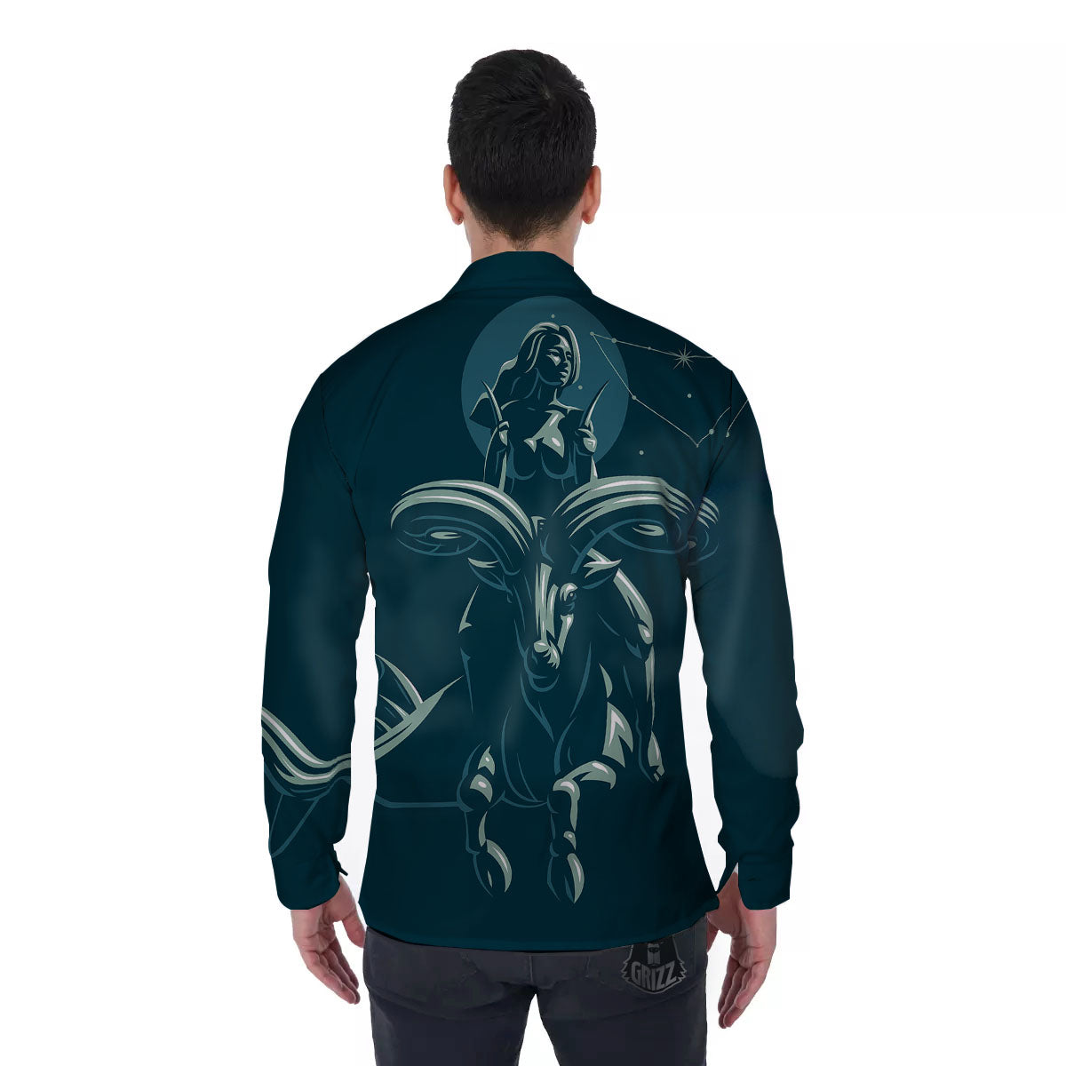 Capricorn Sign Astrology Print Men's Long Sleeve Shirts-grizzshop