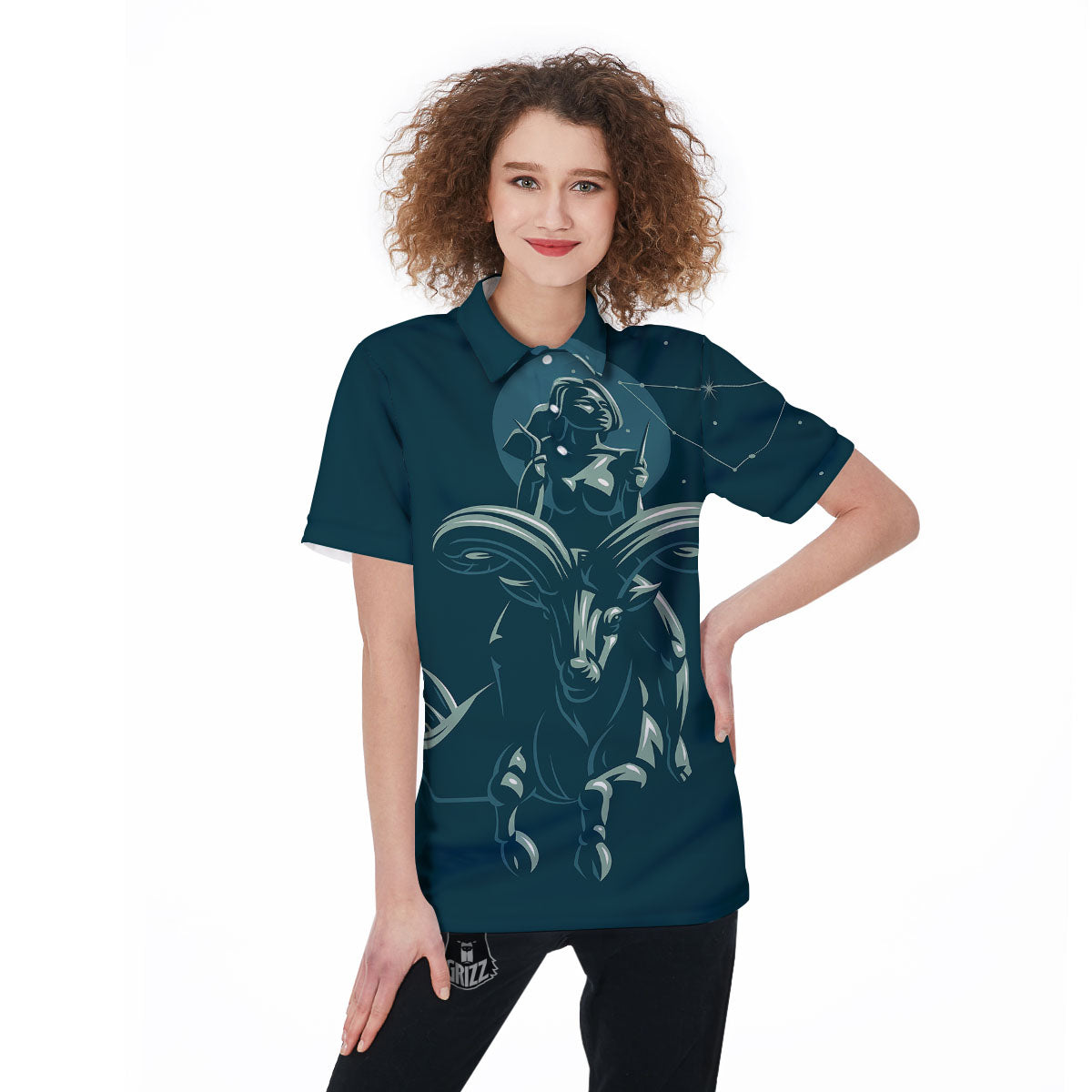 Capricorn Sign Astrology Print Women's Golf Shirts-grizzshop