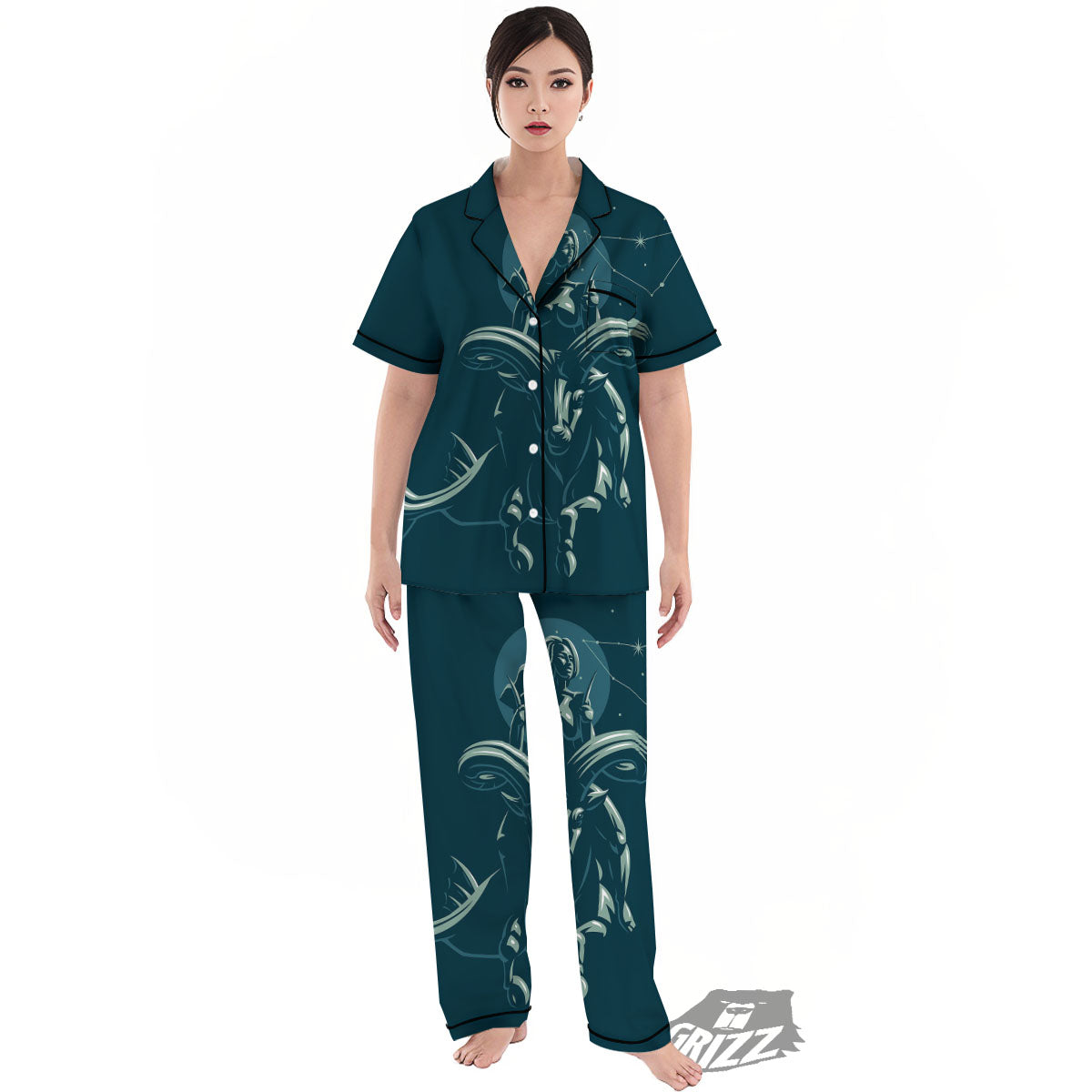 Capricorn Sign Astrology Print Women's Pajamas Set-grizzshop