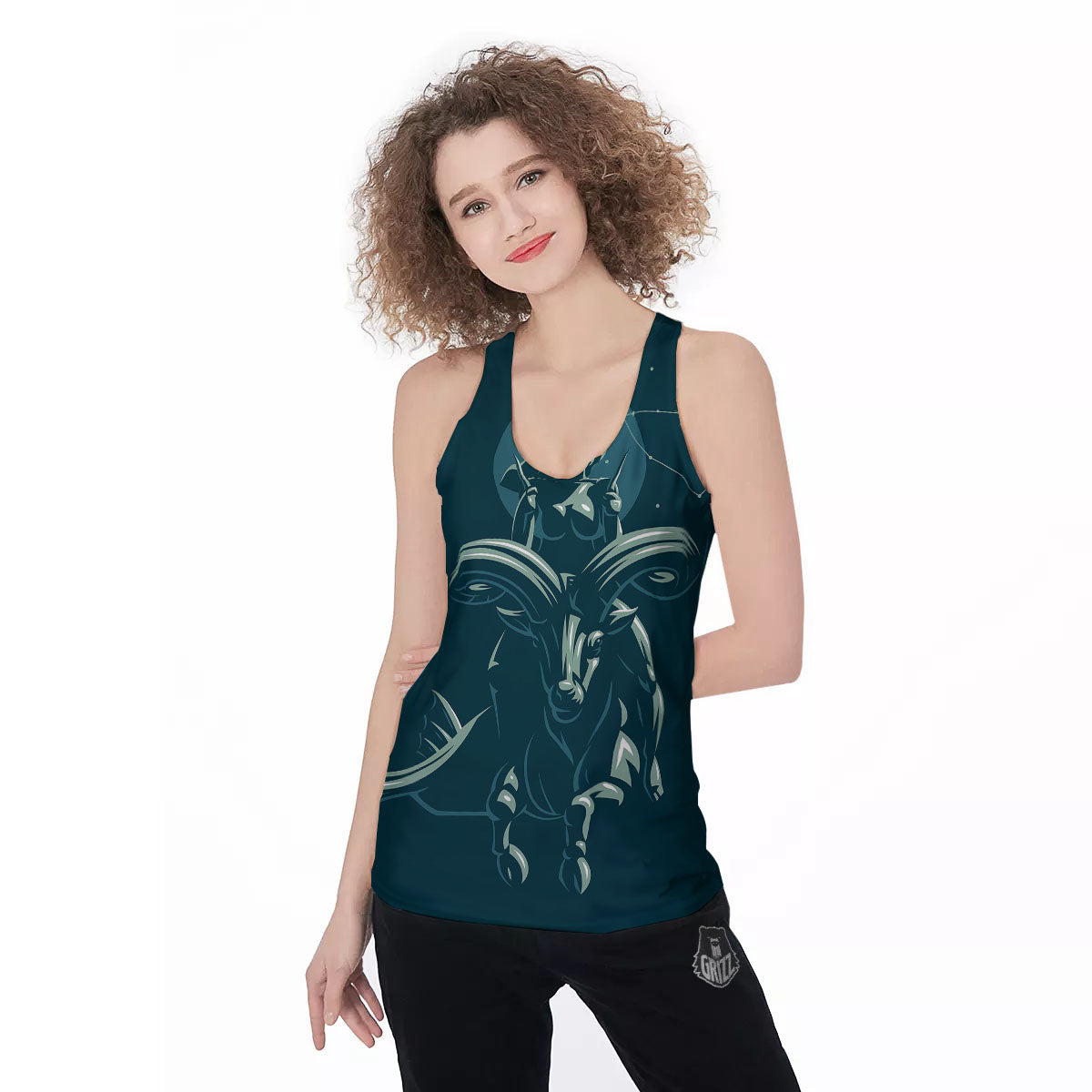 Capricorn Sign Astrology Print Women's Racerback Tank Top-grizzshop