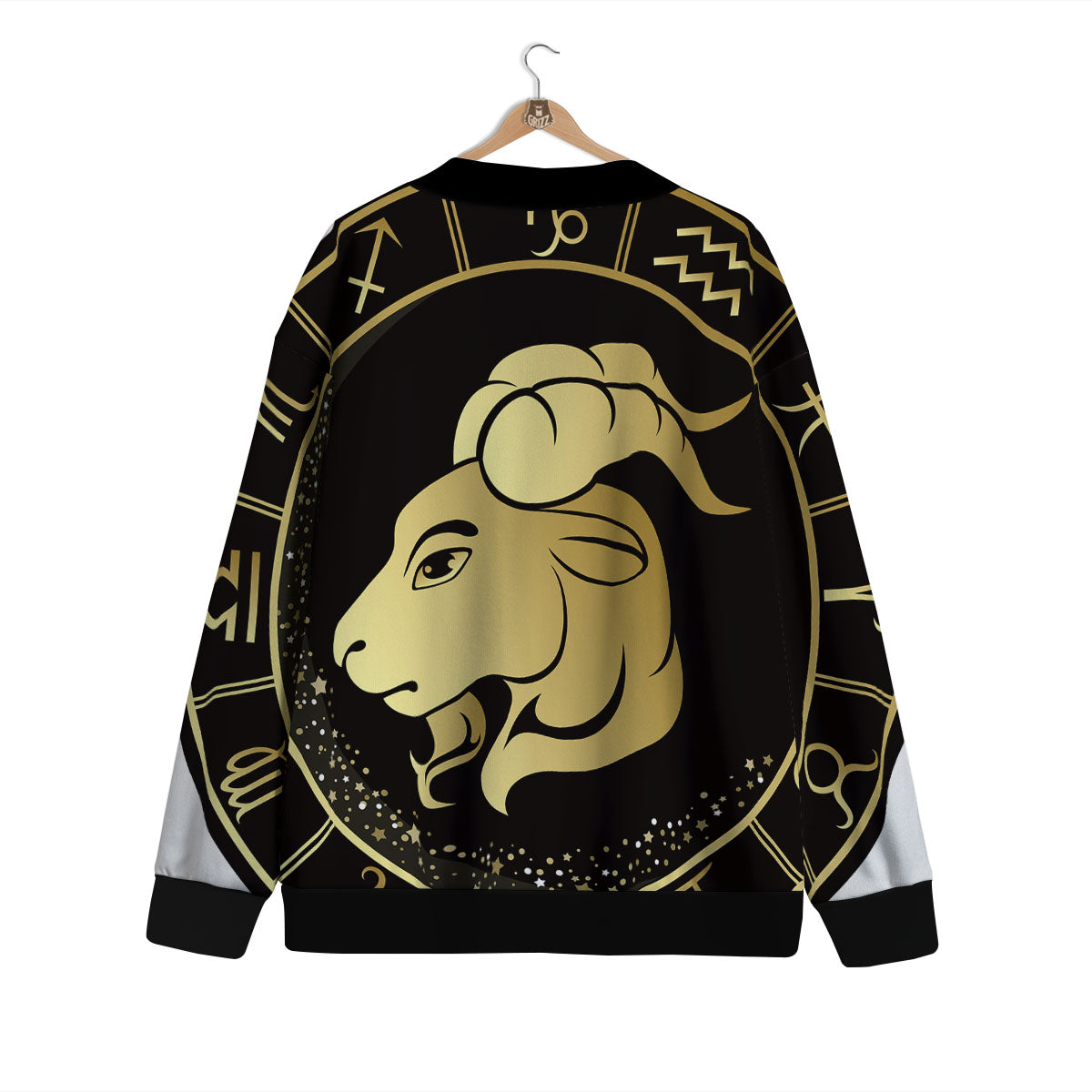 Capricorn Sign Black And Gold Print Cardigan-grizzshop