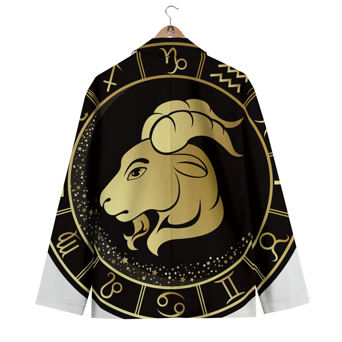 Capricorn Sign Black And Gold Print Men's Blazer-grizzshop