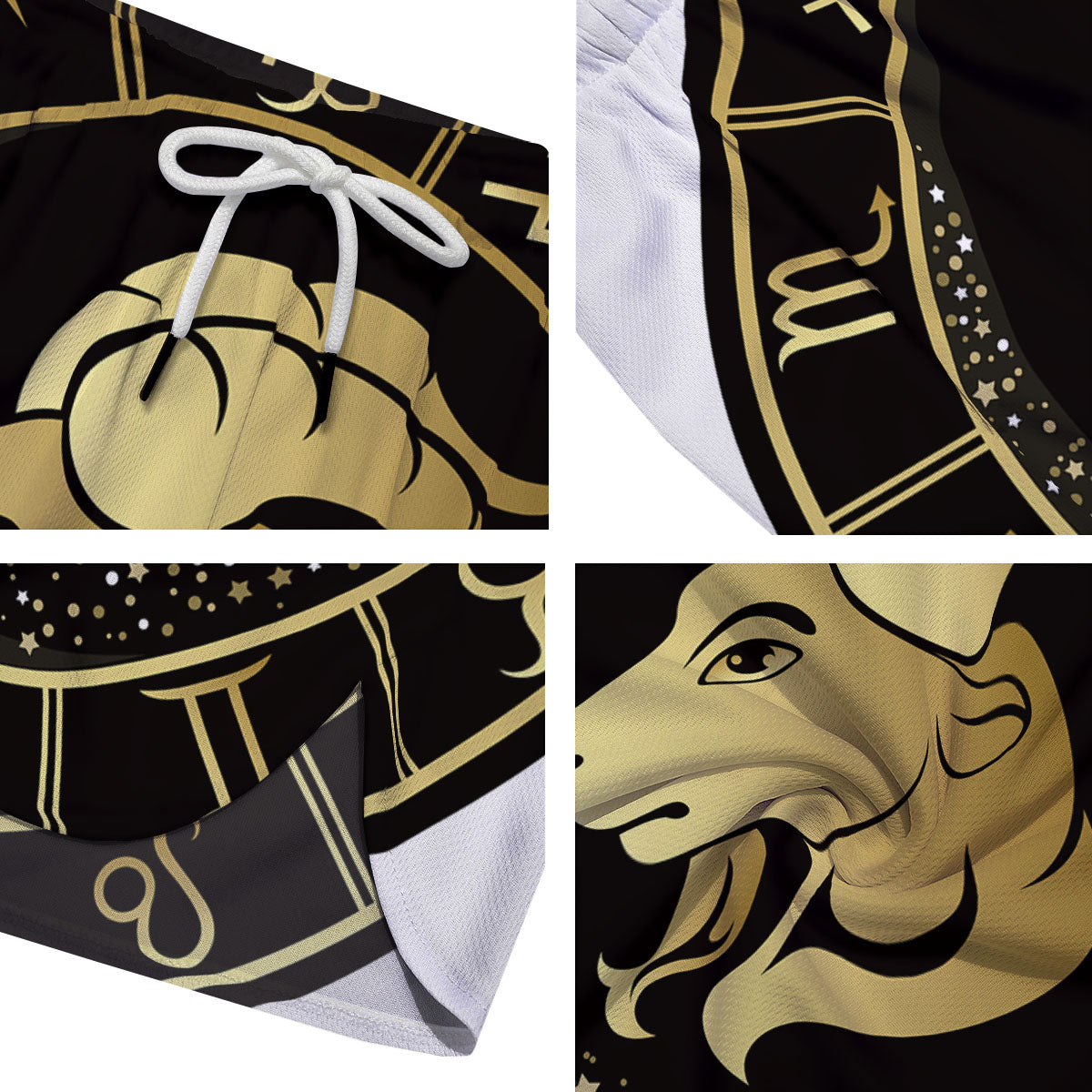 Capricorn Sign Black And Gold Print Men's Running Shorts-grizzshop