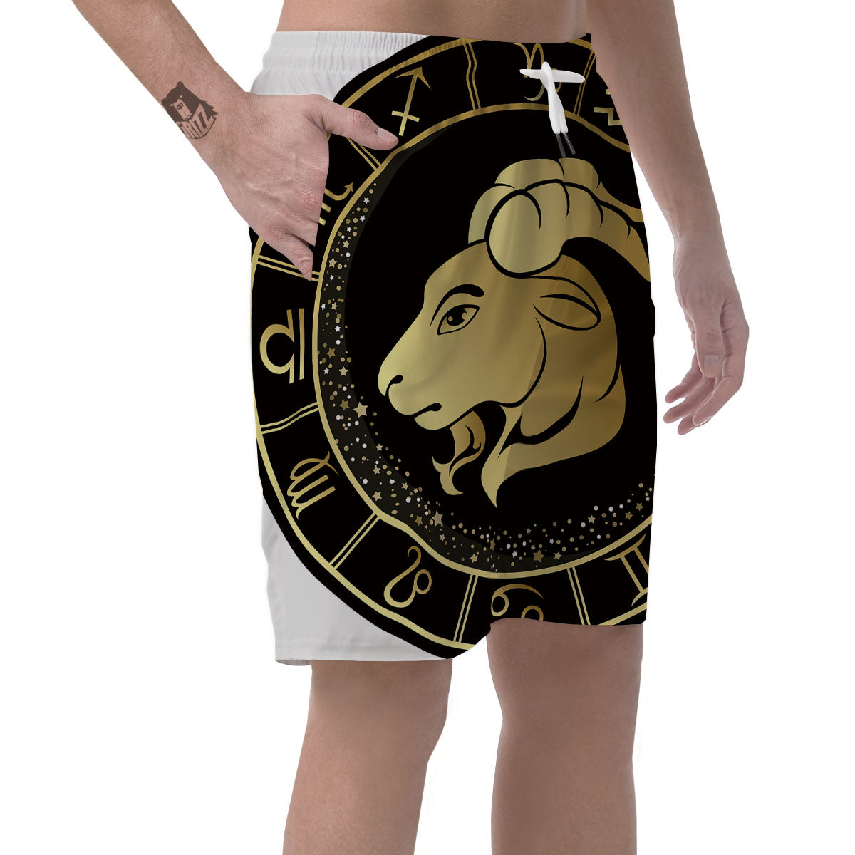 Capricorn Sign Black And Gold Print Men's Shorts-grizzshop