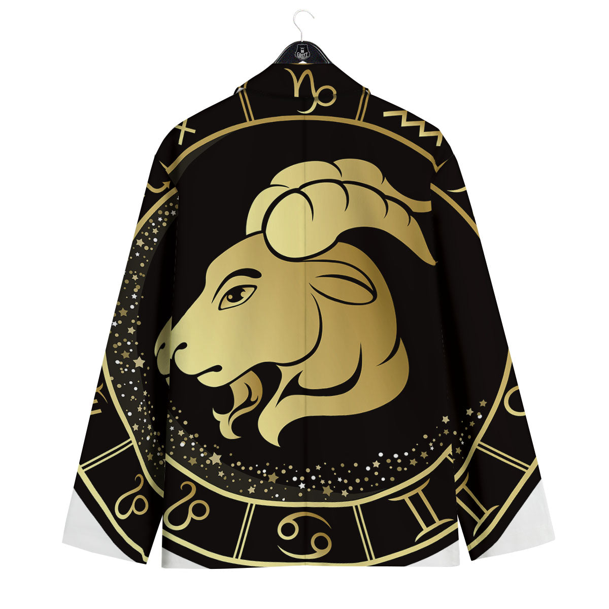 Capricorn Sign Black And Gold Print Men's Sport Coat-grizzshop