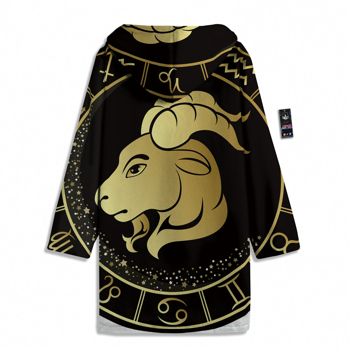 Capricorn Sign Black And Gold Print Men's Windbreaker Jacket-grizzshop