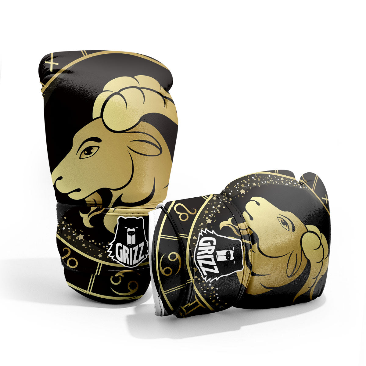 Capricorn Sign Black And Gold Print Pro Boxing Glove