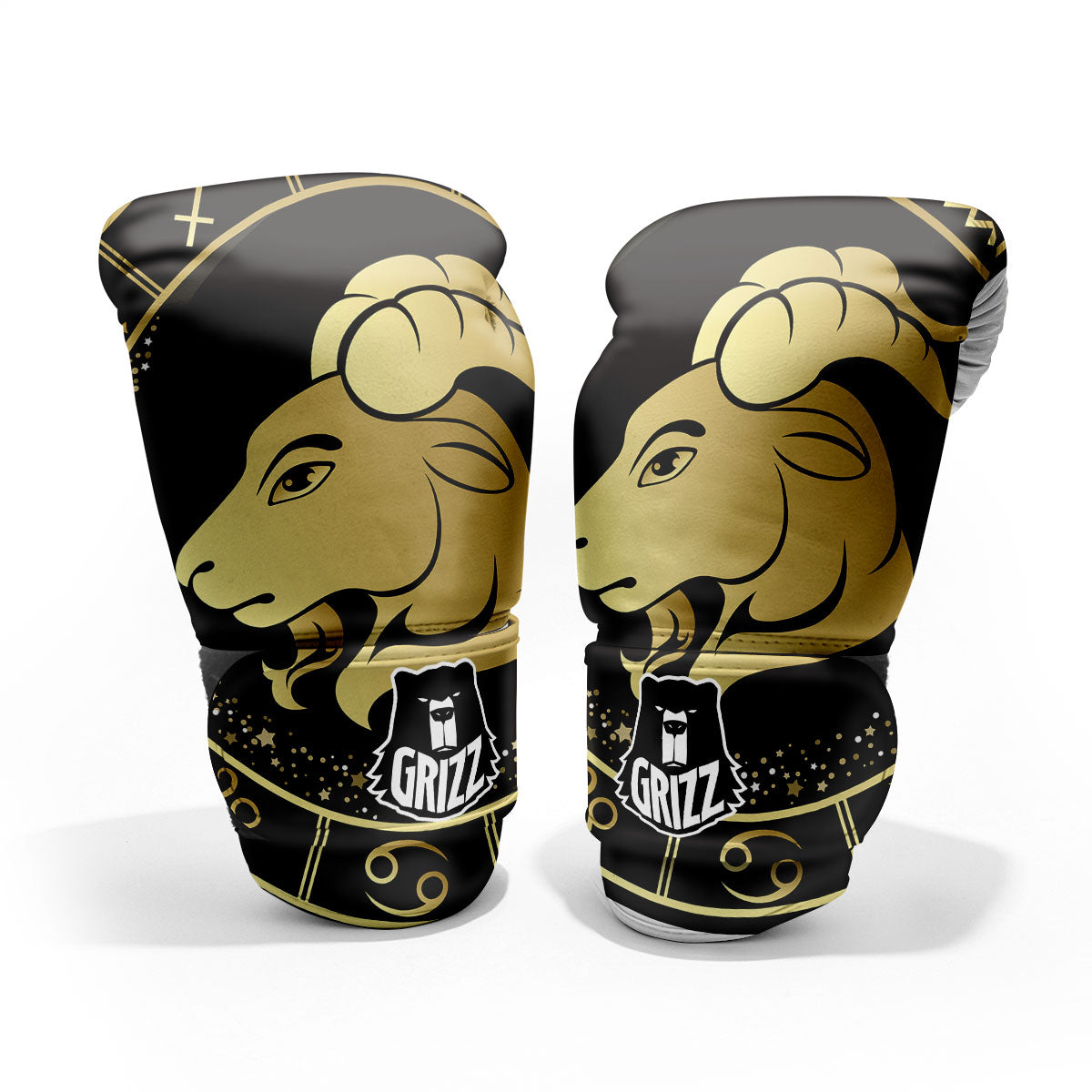Capricorn Sign Black And Gold Print Pro Boxing Glove