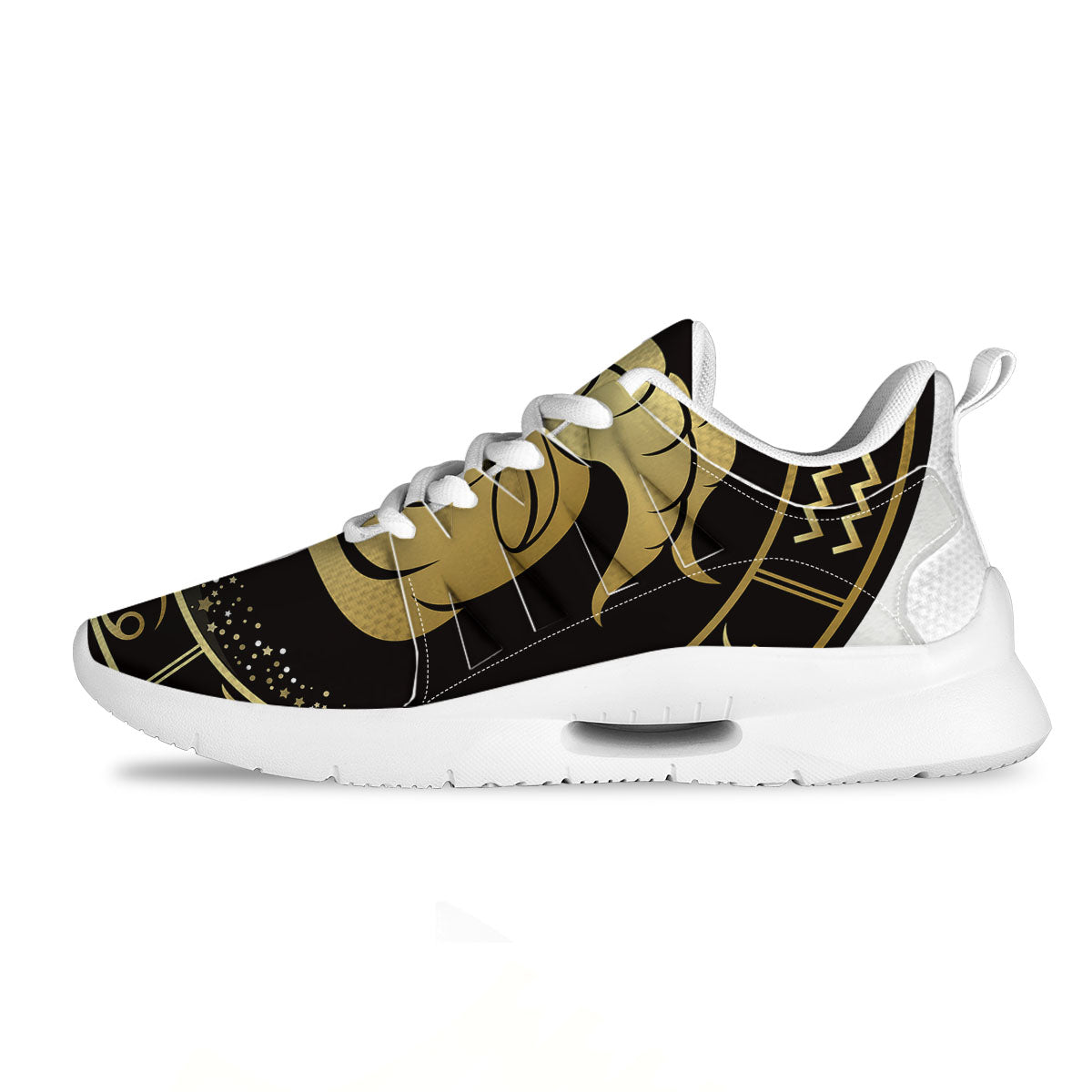 Capricorn Sign Black And Gold Print Tennis Shoes-grizzshop