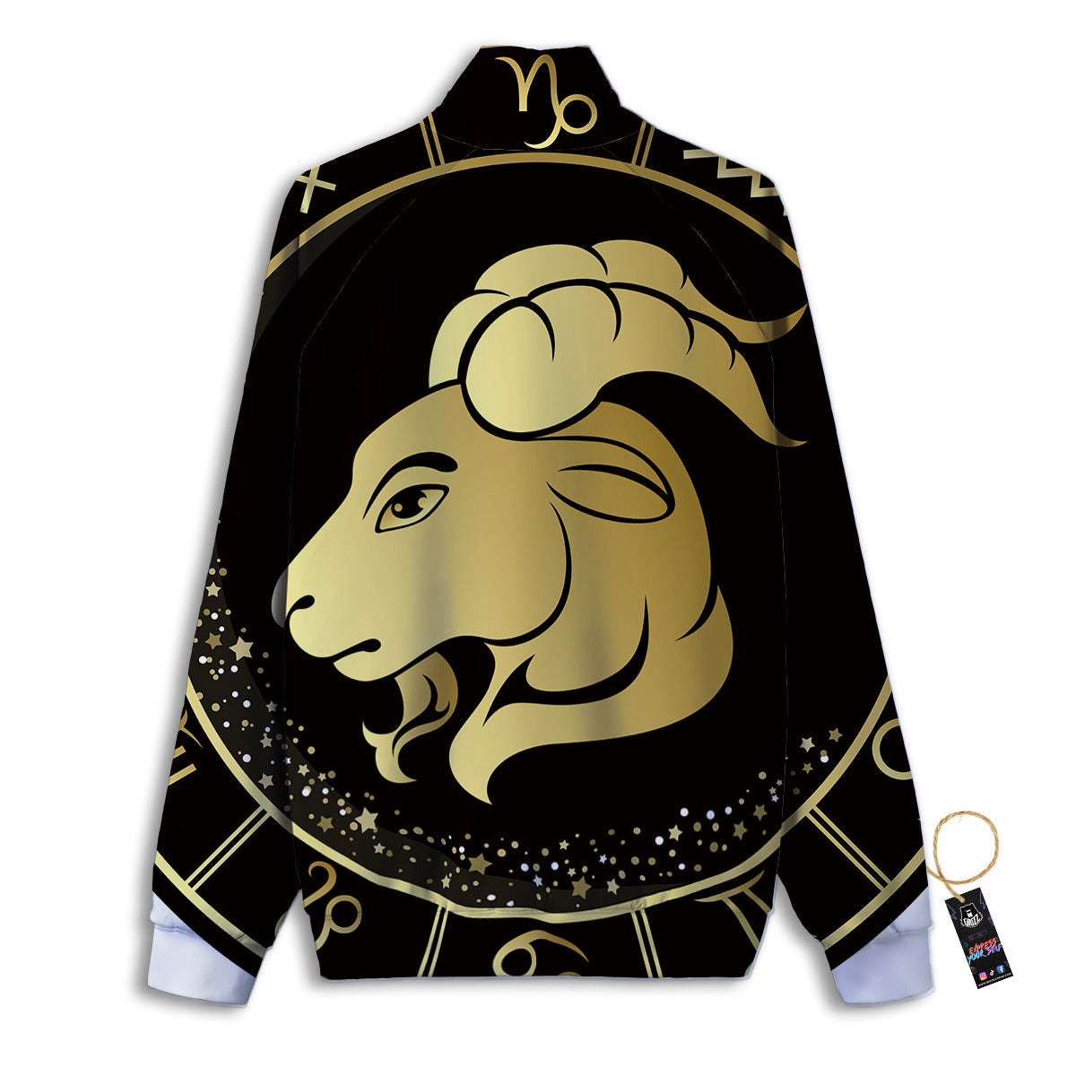 Capricorn Sign Black And Gold Print Track Jacket-grizzshop