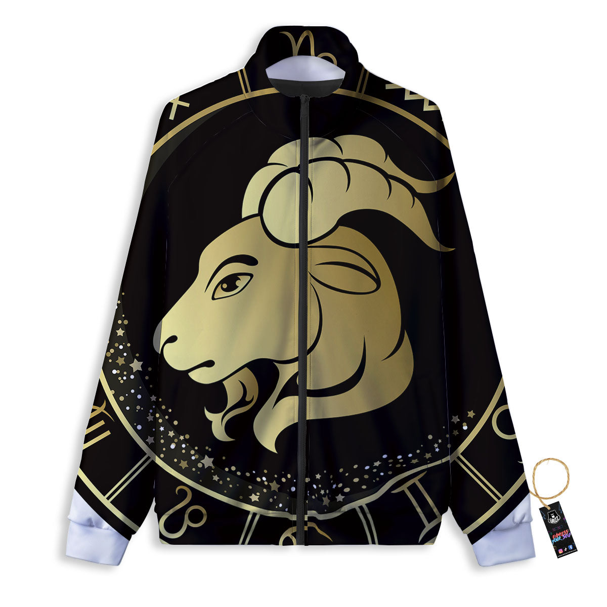 Capricorn Sign Black And Gold Print Track Jacket-grizzshop