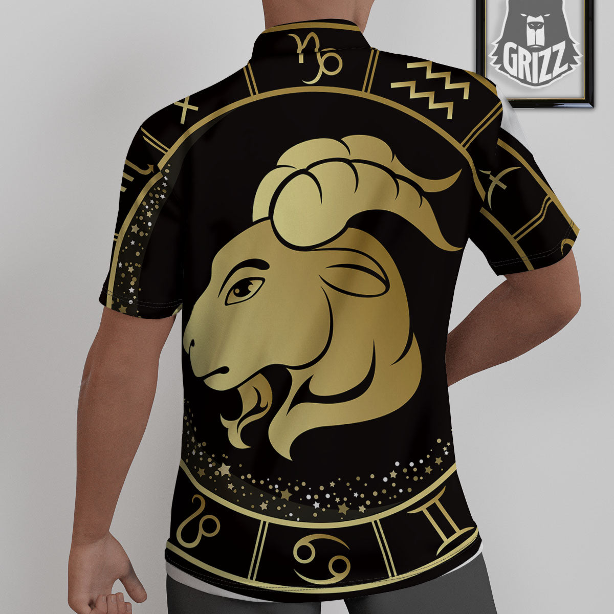Capricorn Sign Black And Gold Print Untucked Shirts-grizzshop