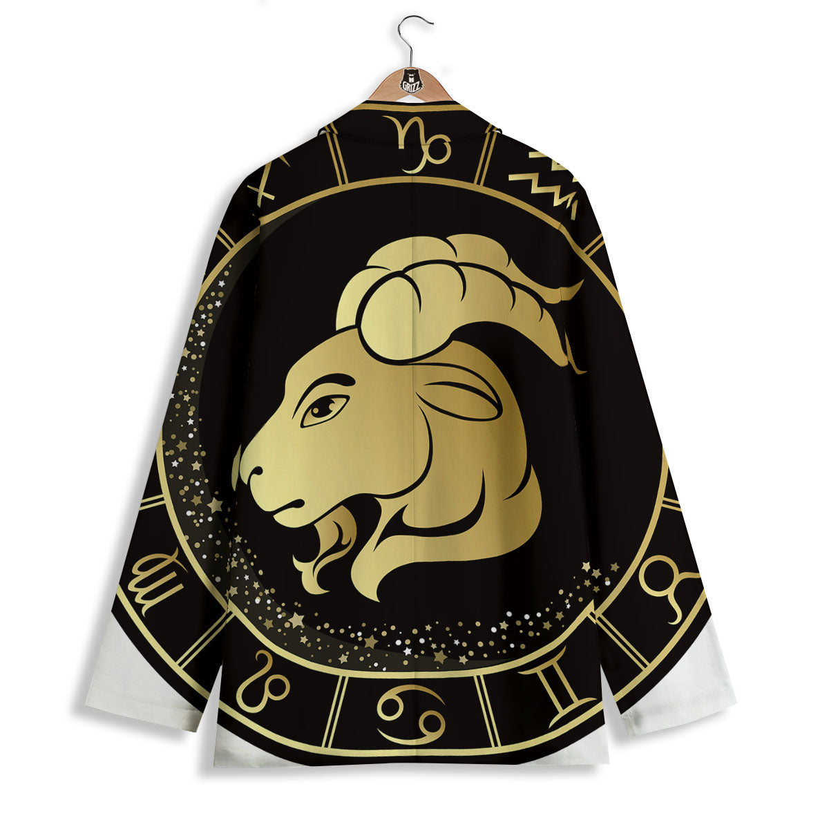 Capricorn Sign Black And Gold Print Women's Blazer-grizzshop