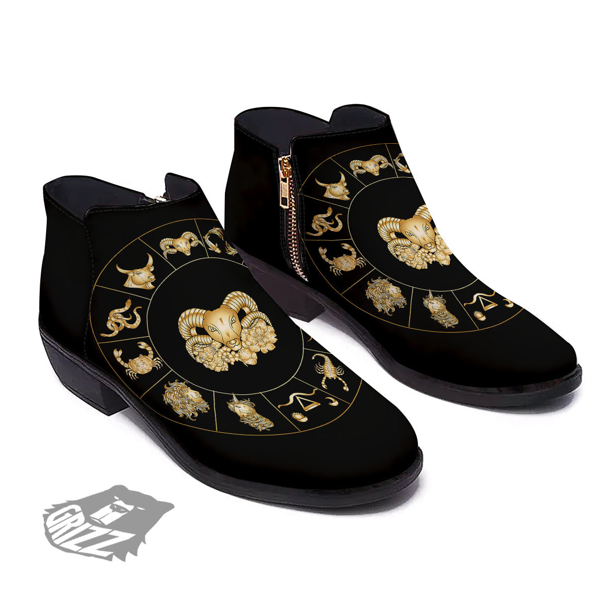 Capricorn Sign Fantasy Print Ankle Boots-grizzshop