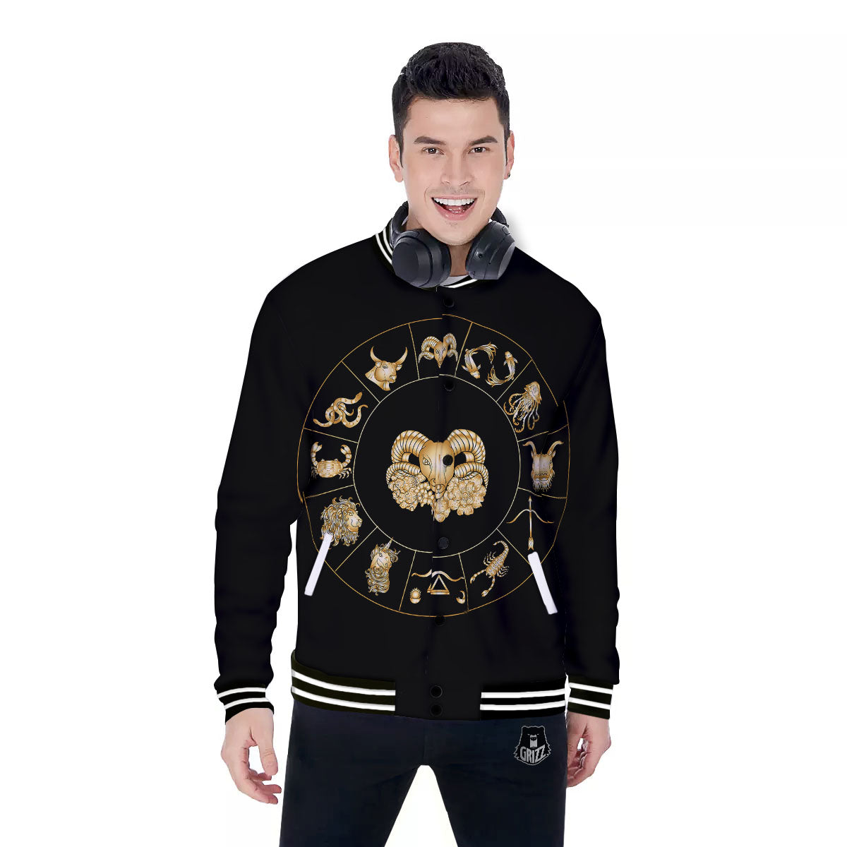 Capricorn Sign Fantasy Print Baseball Jacket-grizzshop