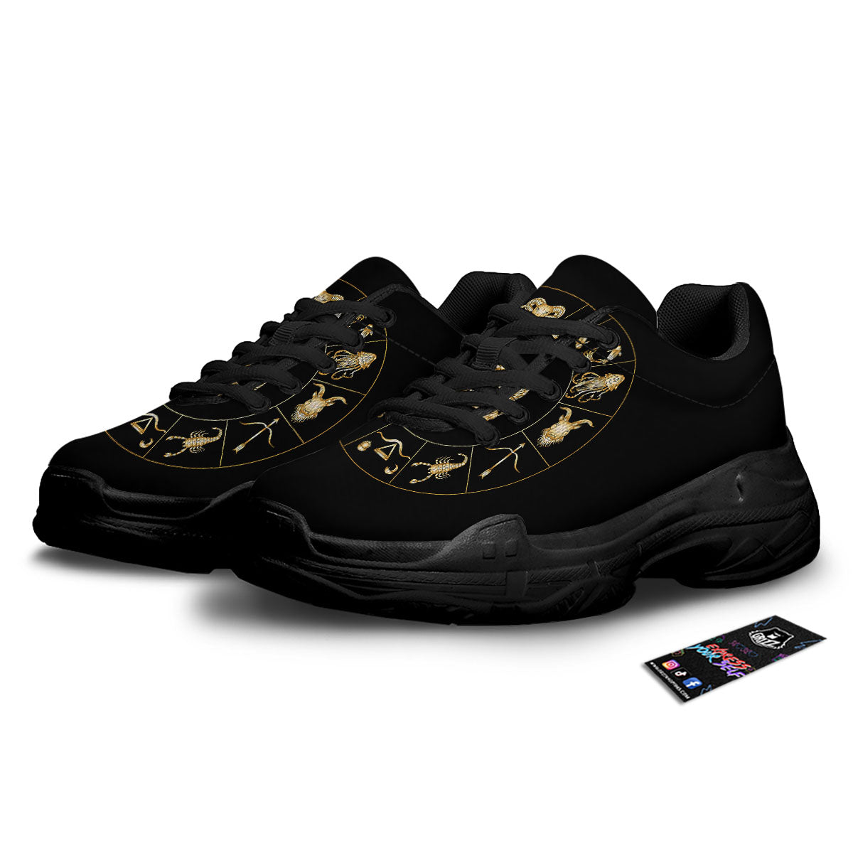 Capricorn Sign Fantasy Print Black Chunky Shoes-grizzshop