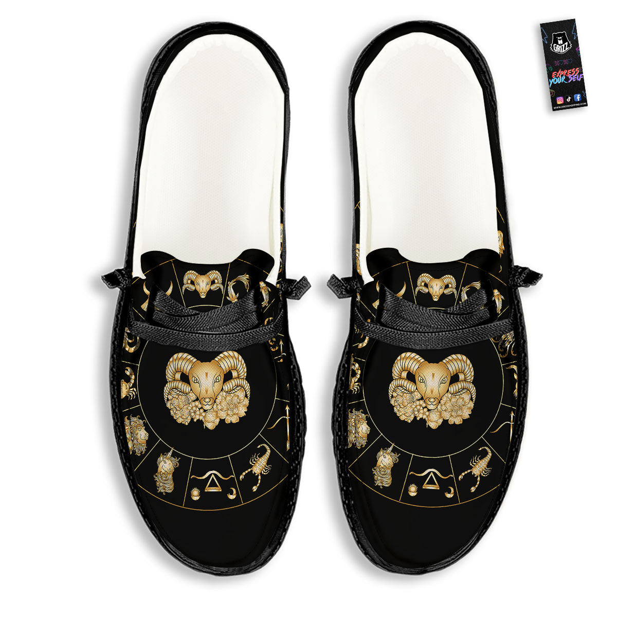Capricorn Sign Fantasy Print Black Loafers-grizzshop
