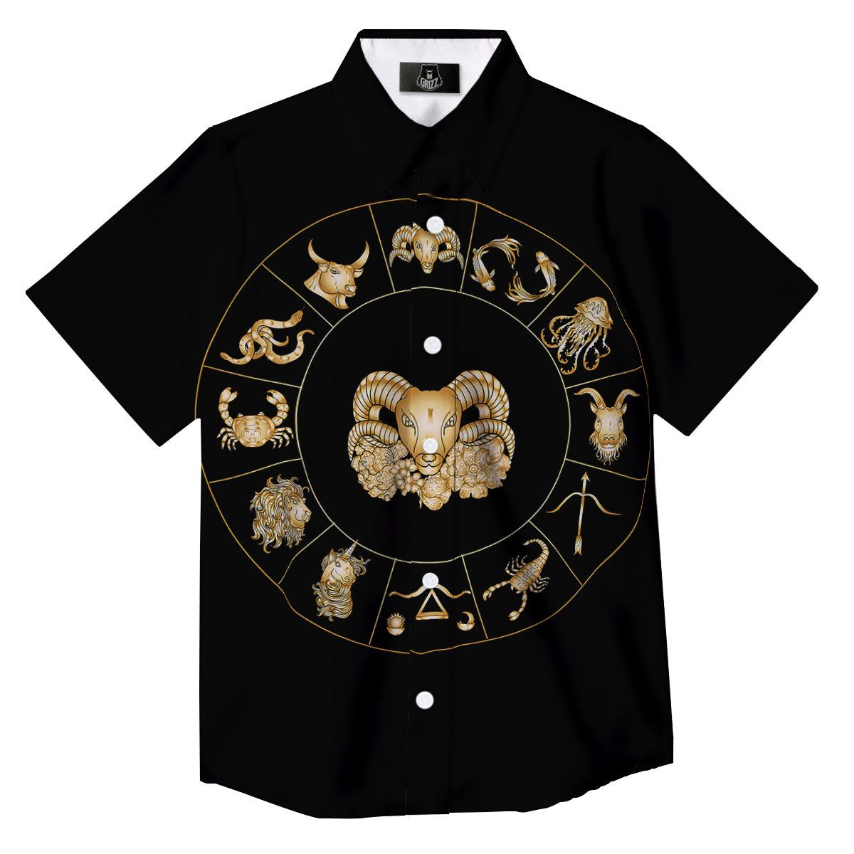 Capricorn Sign Fantasy Print Button Up Shirt-grizzshop