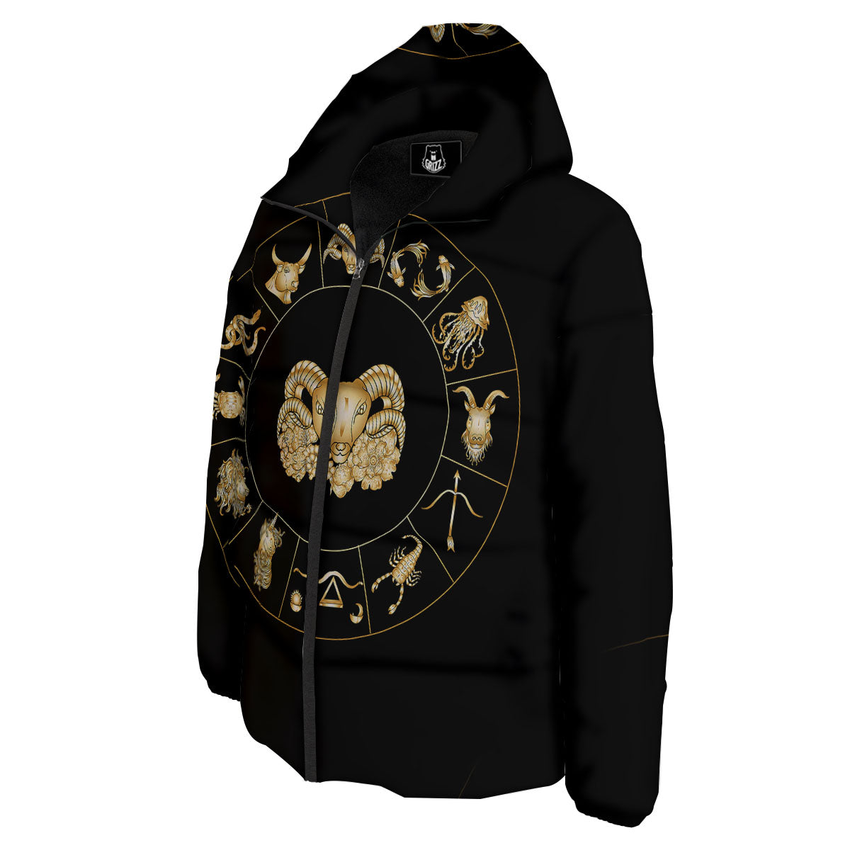 Capricorn Sign Fantasy Print Down Jacket-grizzshop