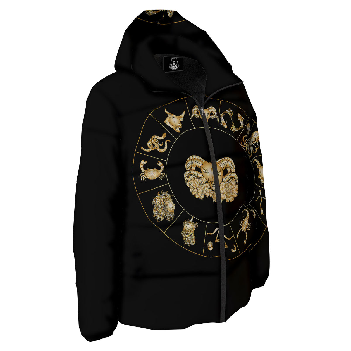 Capricorn Sign Fantasy Print Down Jacket-grizzshop