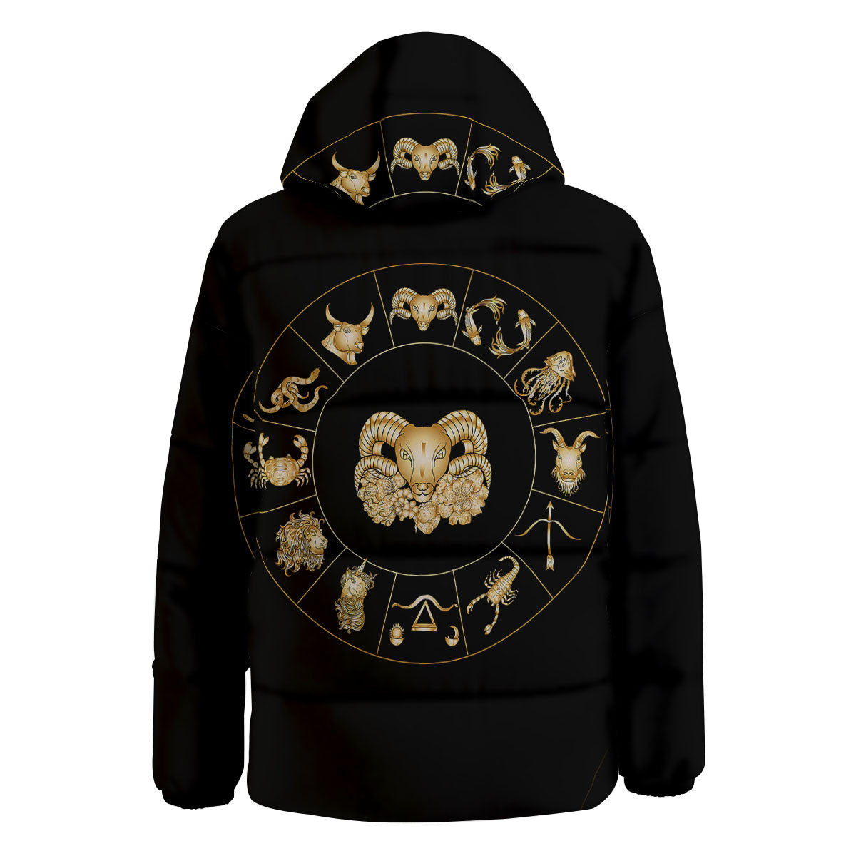 Capricorn Sign Fantasy Print Down Jacket-grizzshop