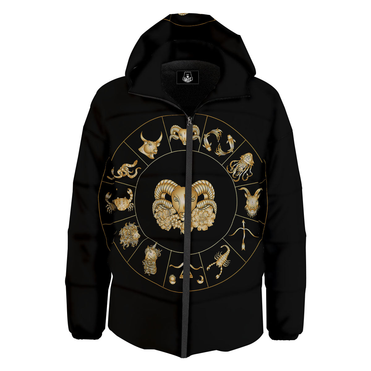 Capricorn Sign Fantasy Print Down Jacket-grizzshop
