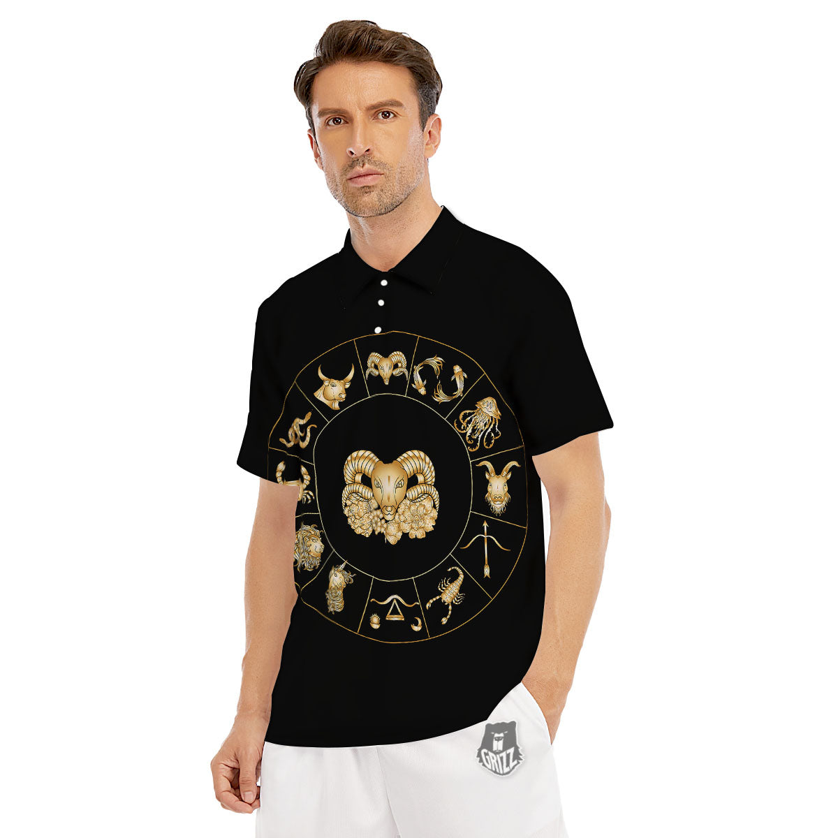 Capricorn Sign Fantasy Print Men's Golf Shirts-grizzshop