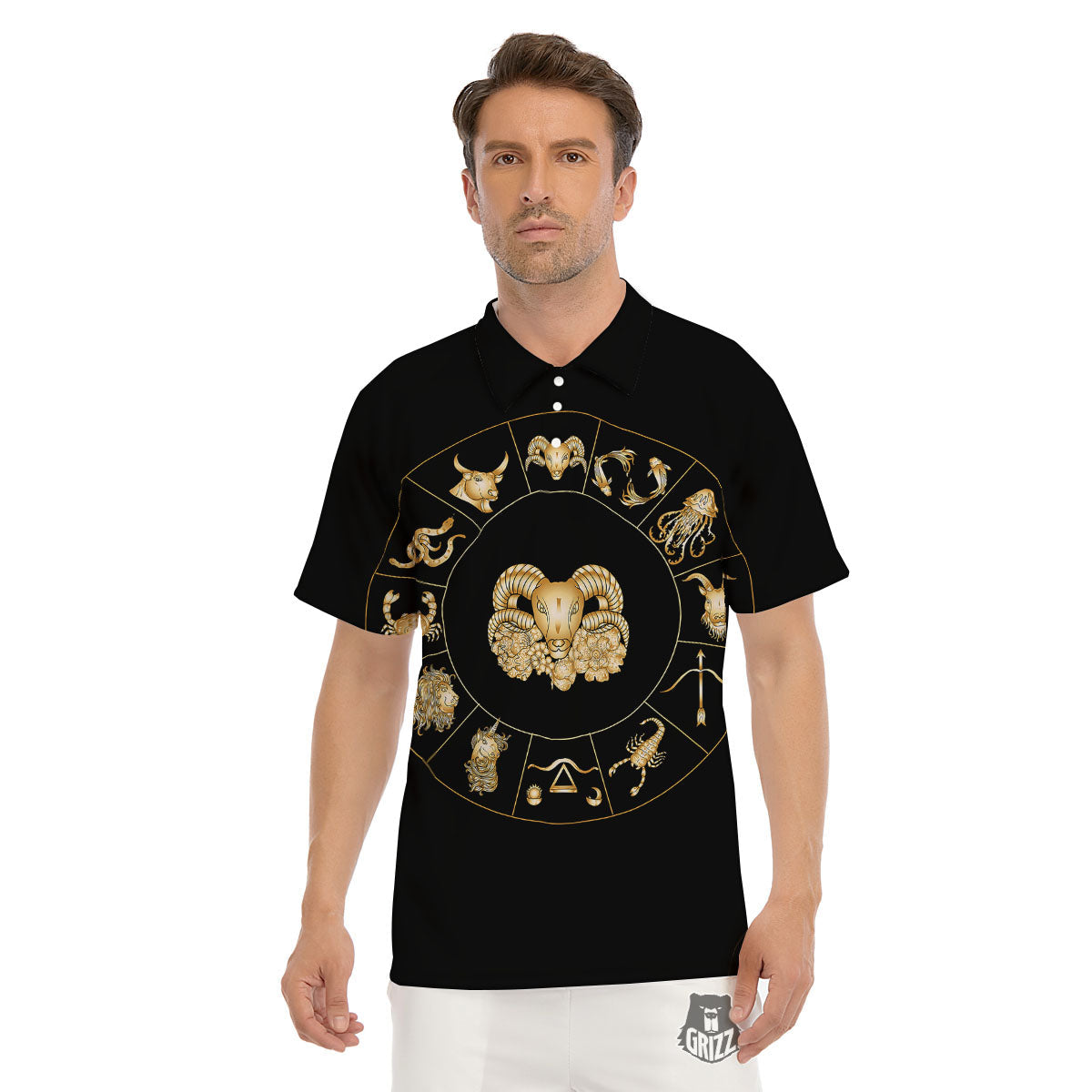Capricorn Sign Fantasy Print Men's Golf Shirts-grizzshop