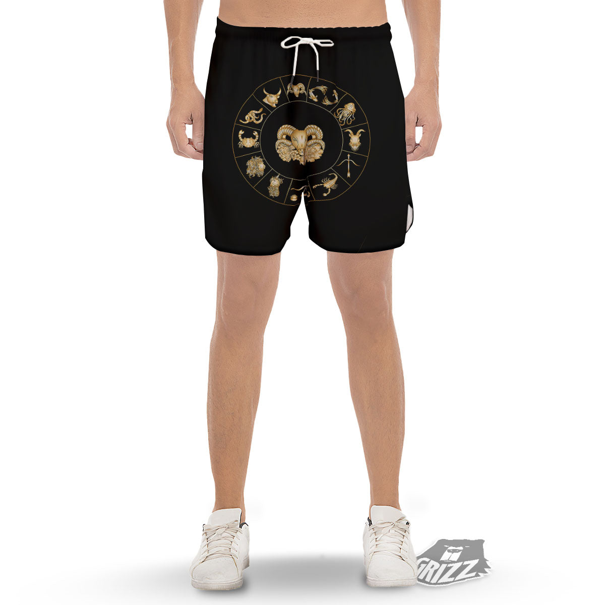 Capricorn Sign Fantasy Print Men's Gym Shorts-grizzshop