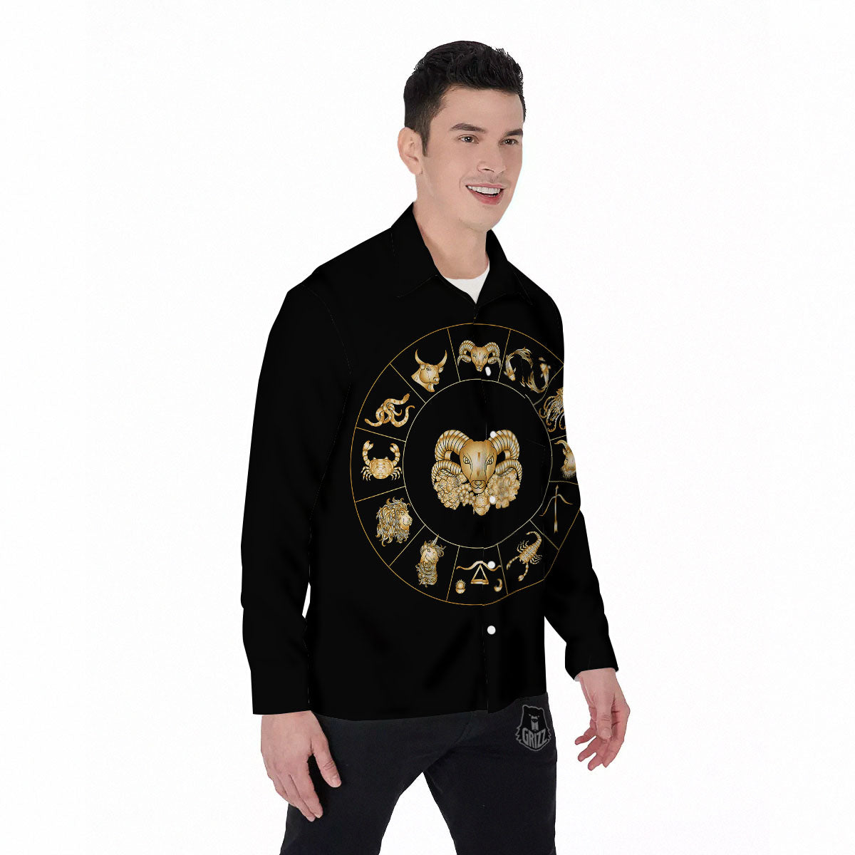 Capricorn Sign Fantasy Print Men's Long Sleeve Shirts-grizzshop