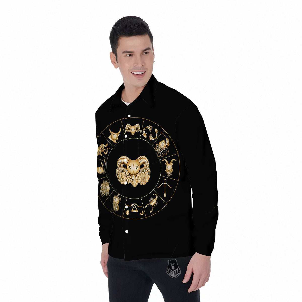 Capricorn Sign Fantasy Print Men's Long Sleeve Shirts-grizzshop