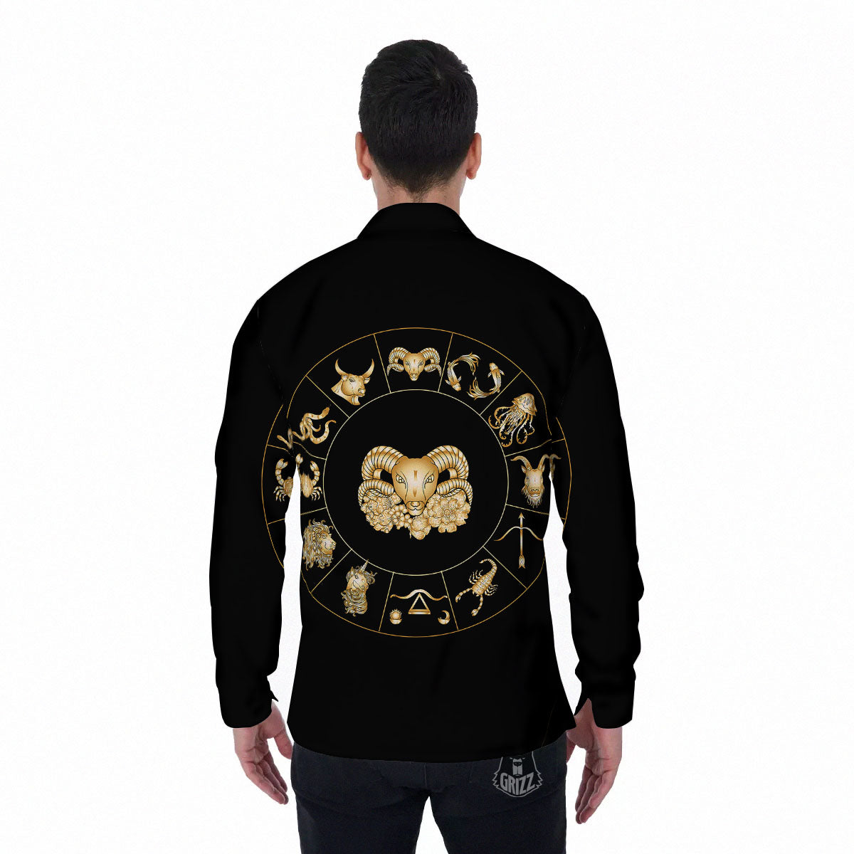 Capricorn Sign Fantasy Print Men's Long Sleeve Shirts-grizzshop