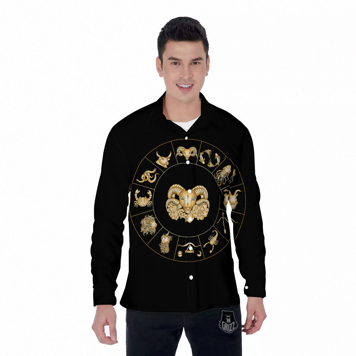 Capricorn Sign Fantasy Print Men's Long Sleeve Shirts-grizzshop