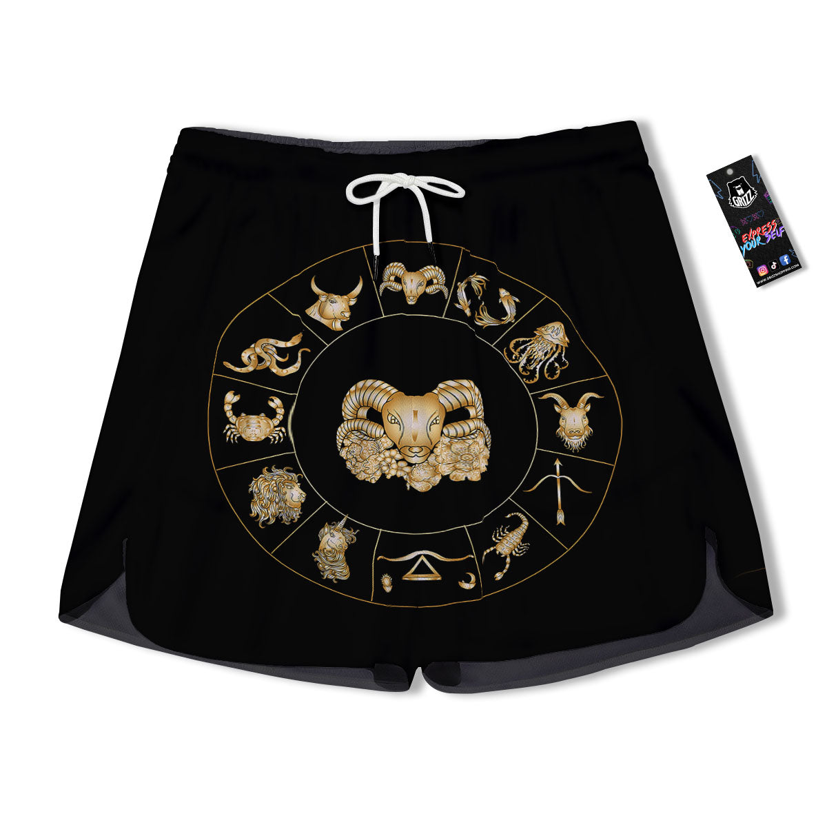 Capricorn Sign Fantasy Print Men's Running Shorts-grizzshop