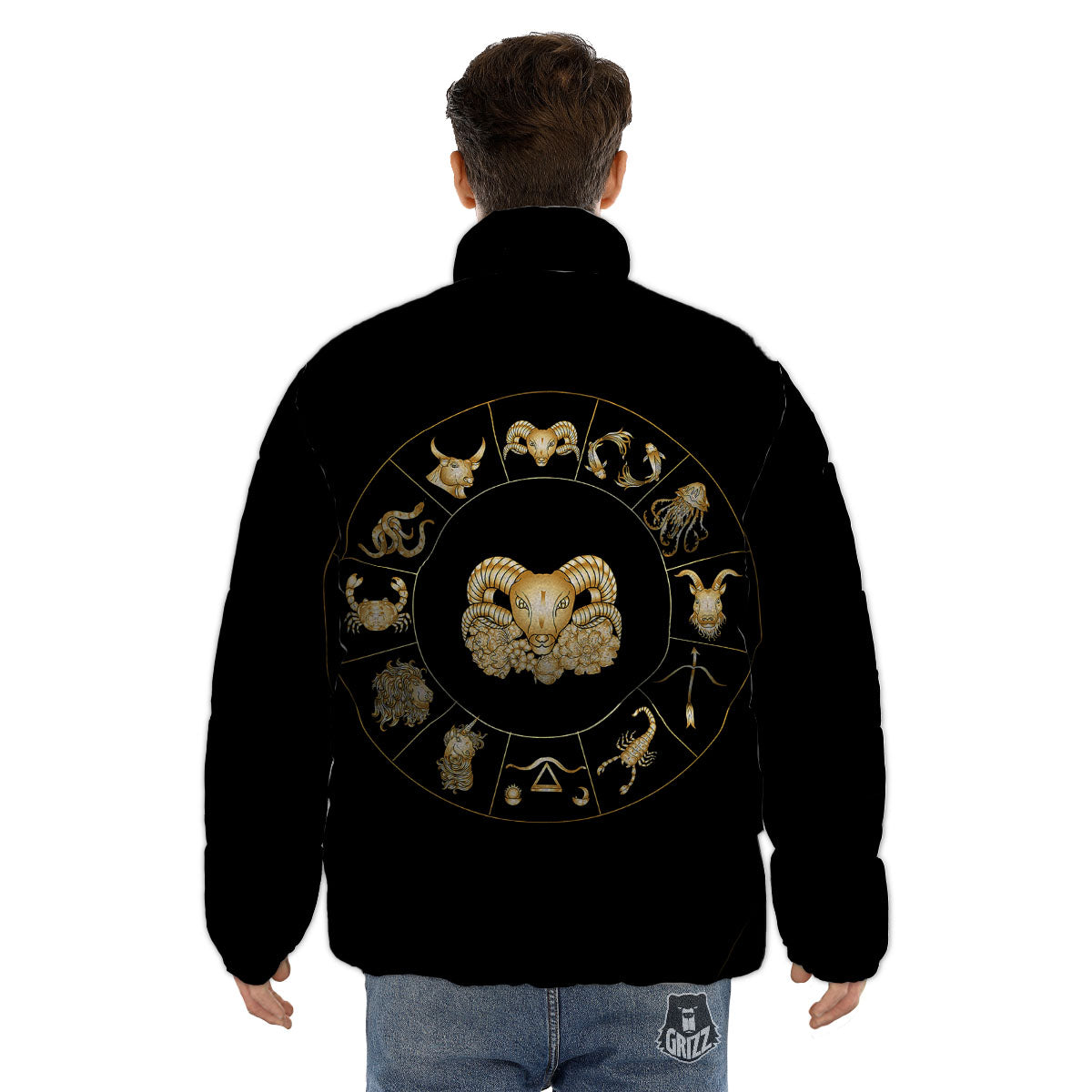 Capricorn Sign Fantasy Print Puffer Jacket-grizzshop