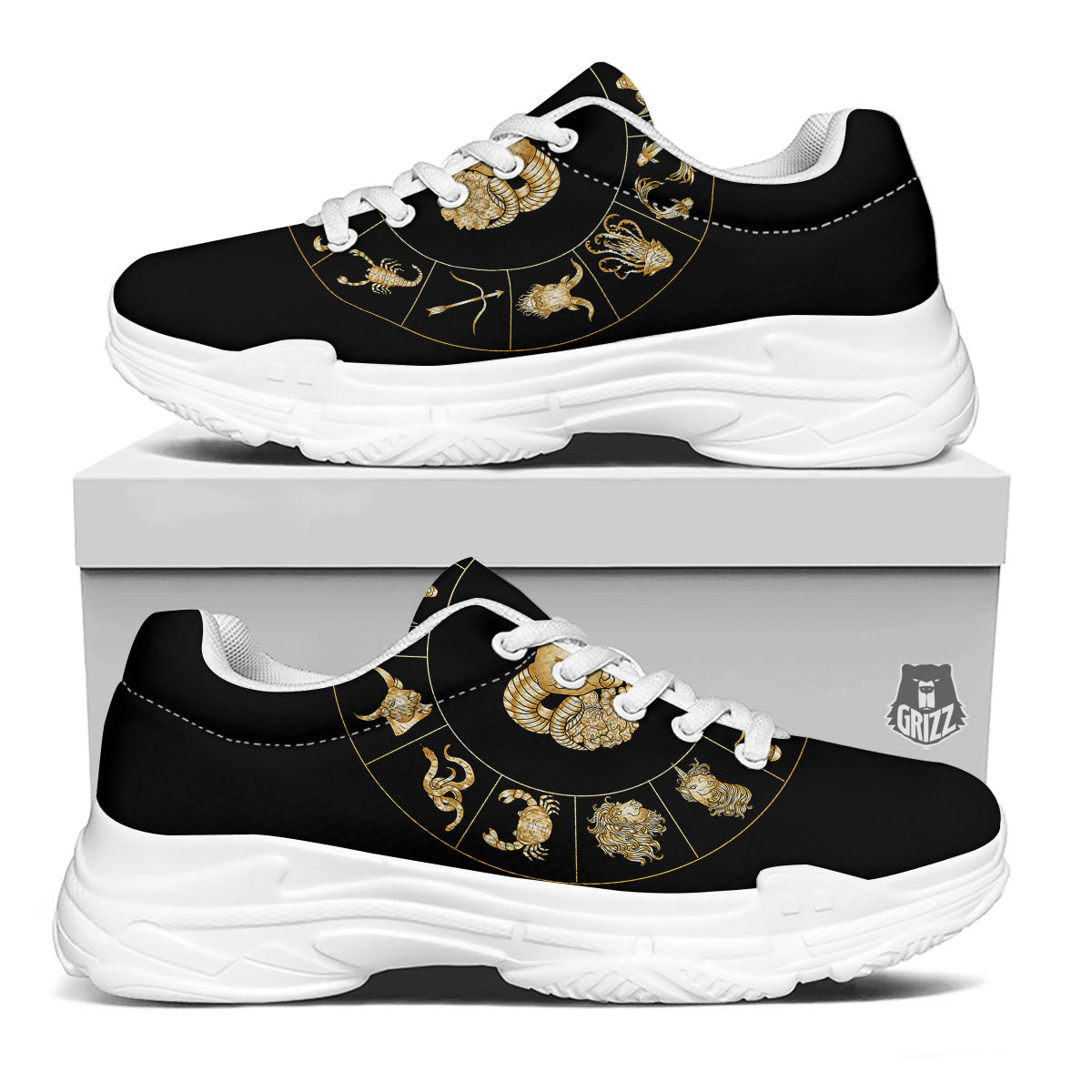 Capricorn Sign Fantasy Print White Chunky Shoes-grizzshop