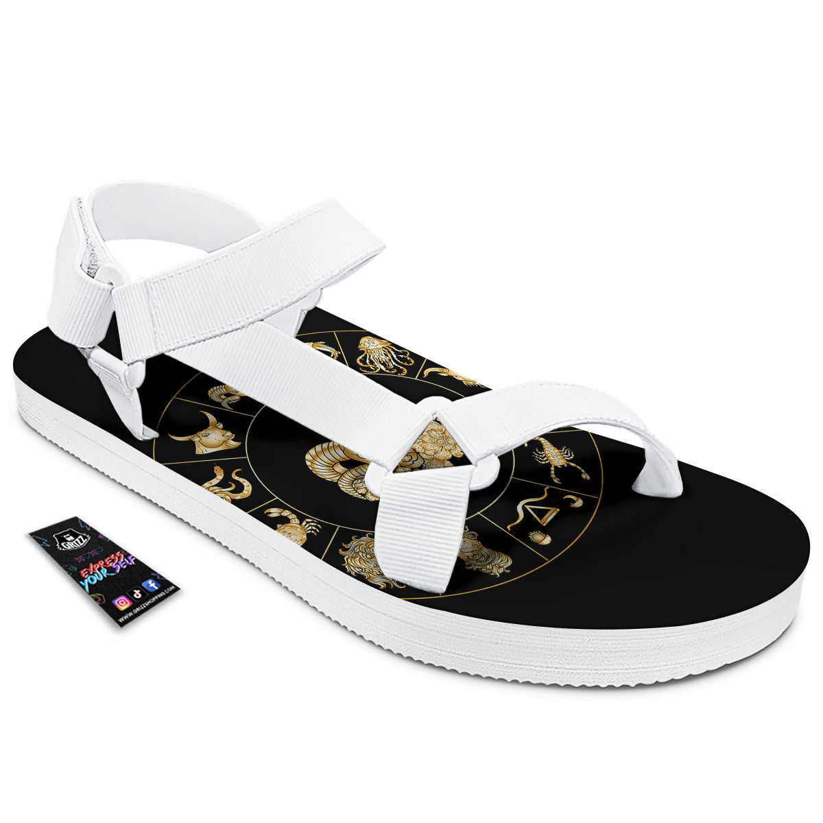 Capricorn Sign Fantasy Print White Open Toe Sandals-grizzshop