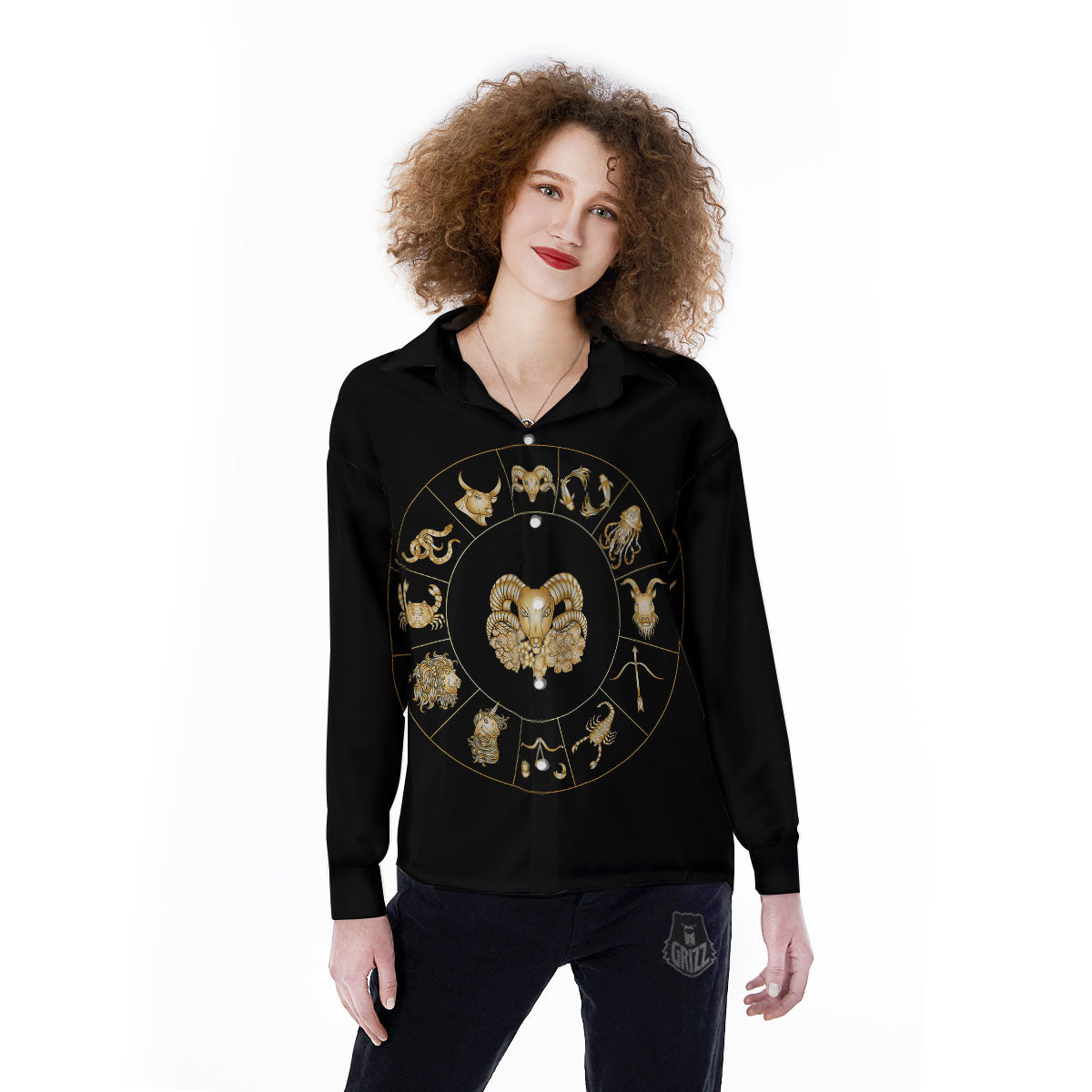 Capricorn Sign Fantasy Print Women's Long Sleeve Shirts-grizzshop
