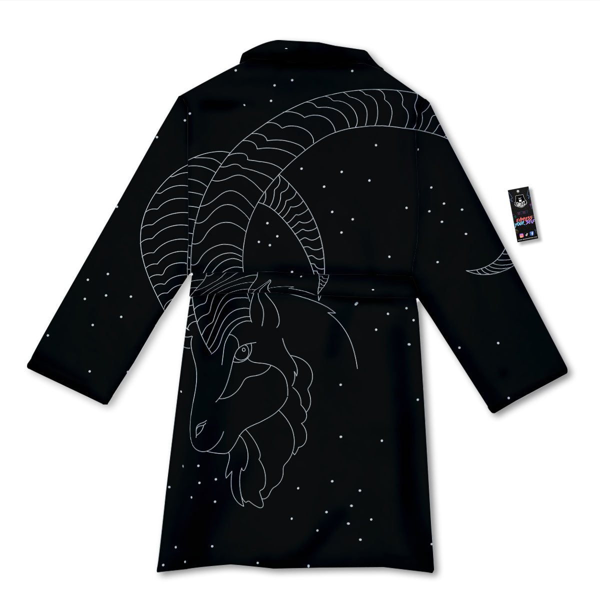 Capricorn Sign White And Black Print Bathrobe-grizzshop