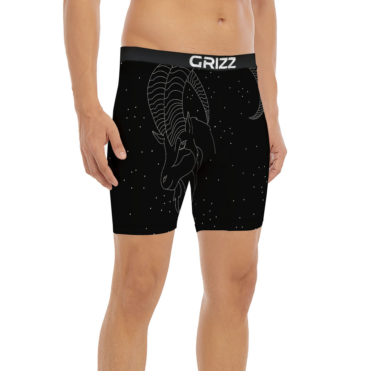 Capricorn Sign White And Black Print Boxer Briefs-grizzshop