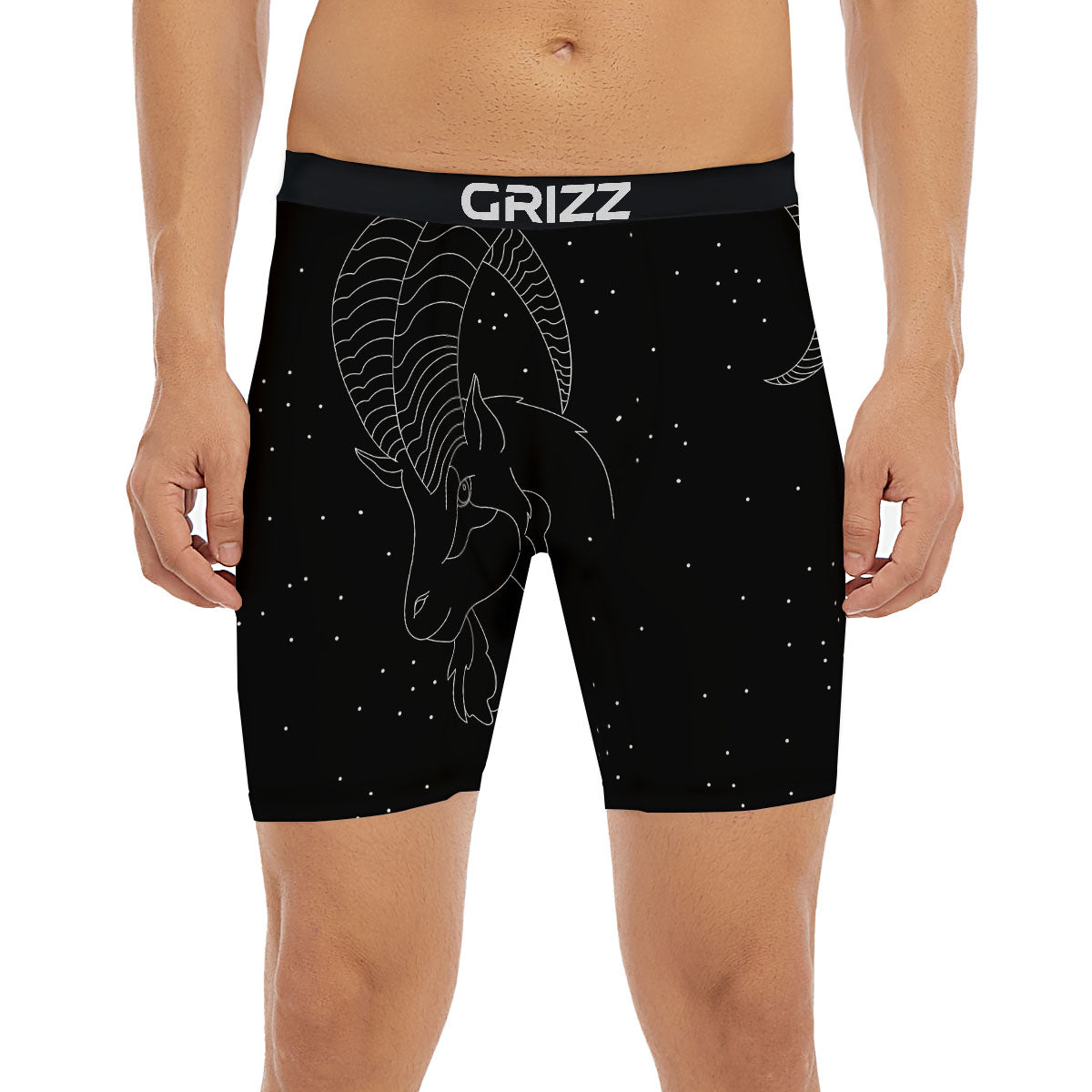 Capricorn Sign White And Black Print Boxer Briefs-grizzshop