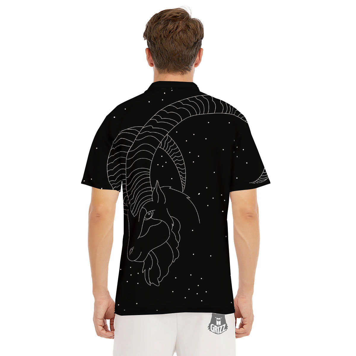 Capricorn Sign White And Black Print Men's Golf Shirts-grizzshop