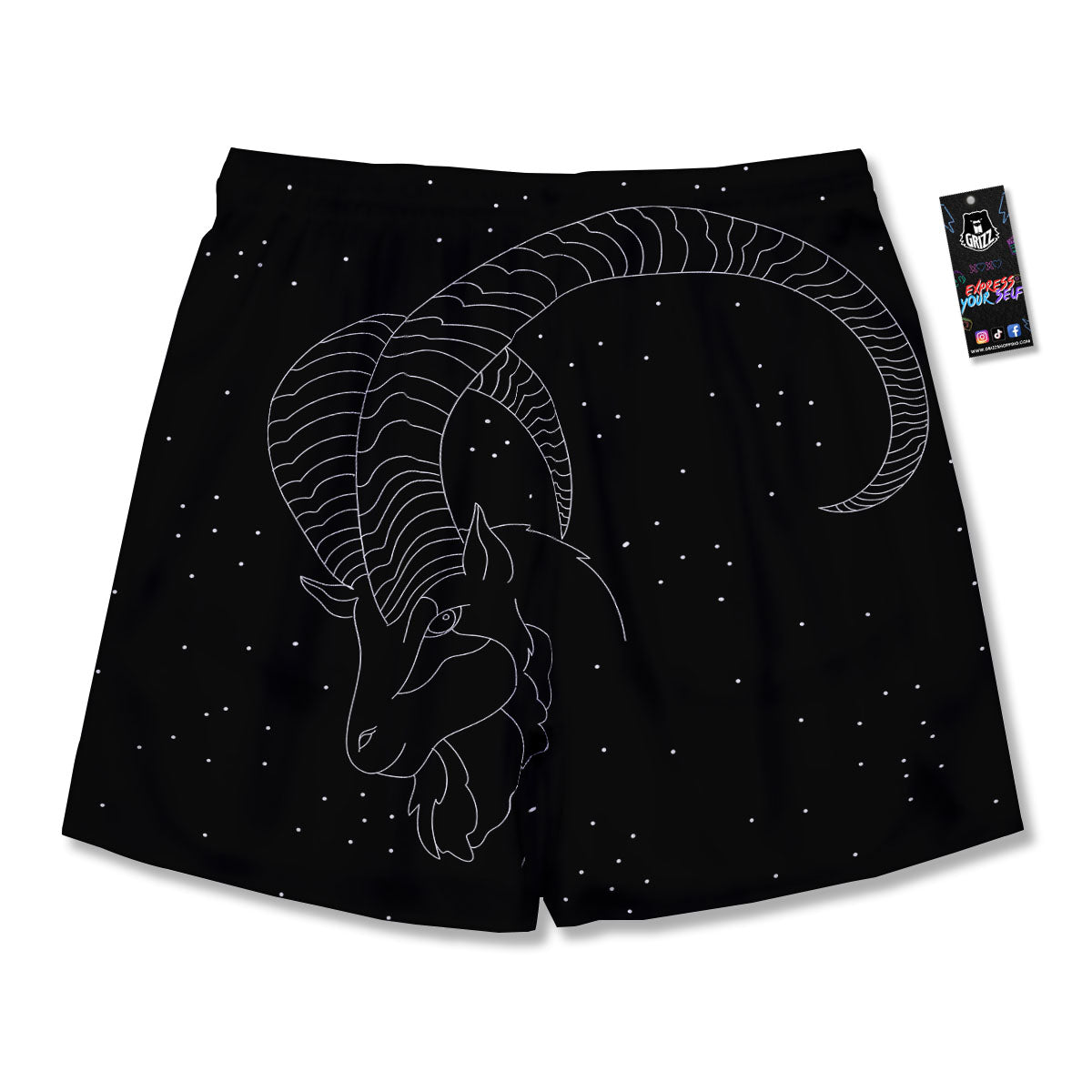 Capricorn Sign White And Black Print Men's Running Shorts-grizzshop