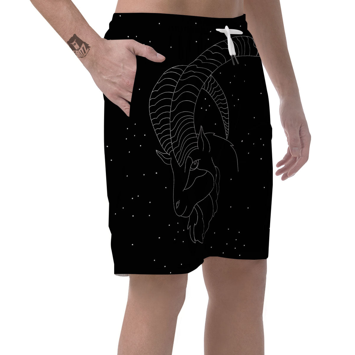 Capricorn Sign White And Black Print Men's Shorts-grizzshop